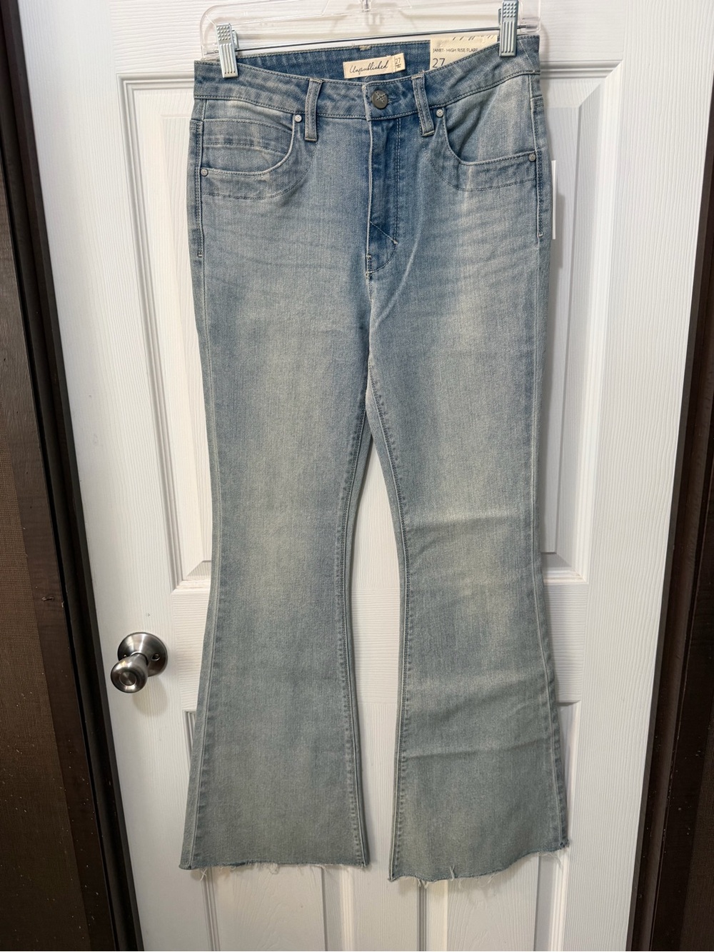NWT Anthropologie Unpublished Janet High Rise Flare Light Wash Jeans Sz 27